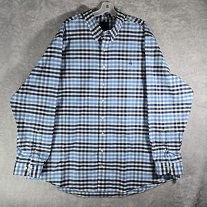 Brooks Brothers Checkered Button Down Shirt Mens 3XL Tall Blue Long Sleeve